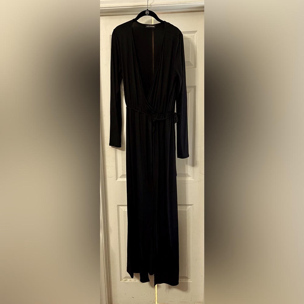 Black Cotton Wrap Maxi Dress Sz XL By Alloy Apparel